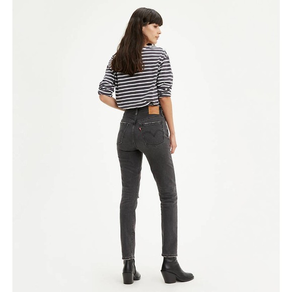 Levis 501 Womens 32 x 28 Premium High Waist Skinny Jeans Ripped Black Button Fly - Picture 3 of 12